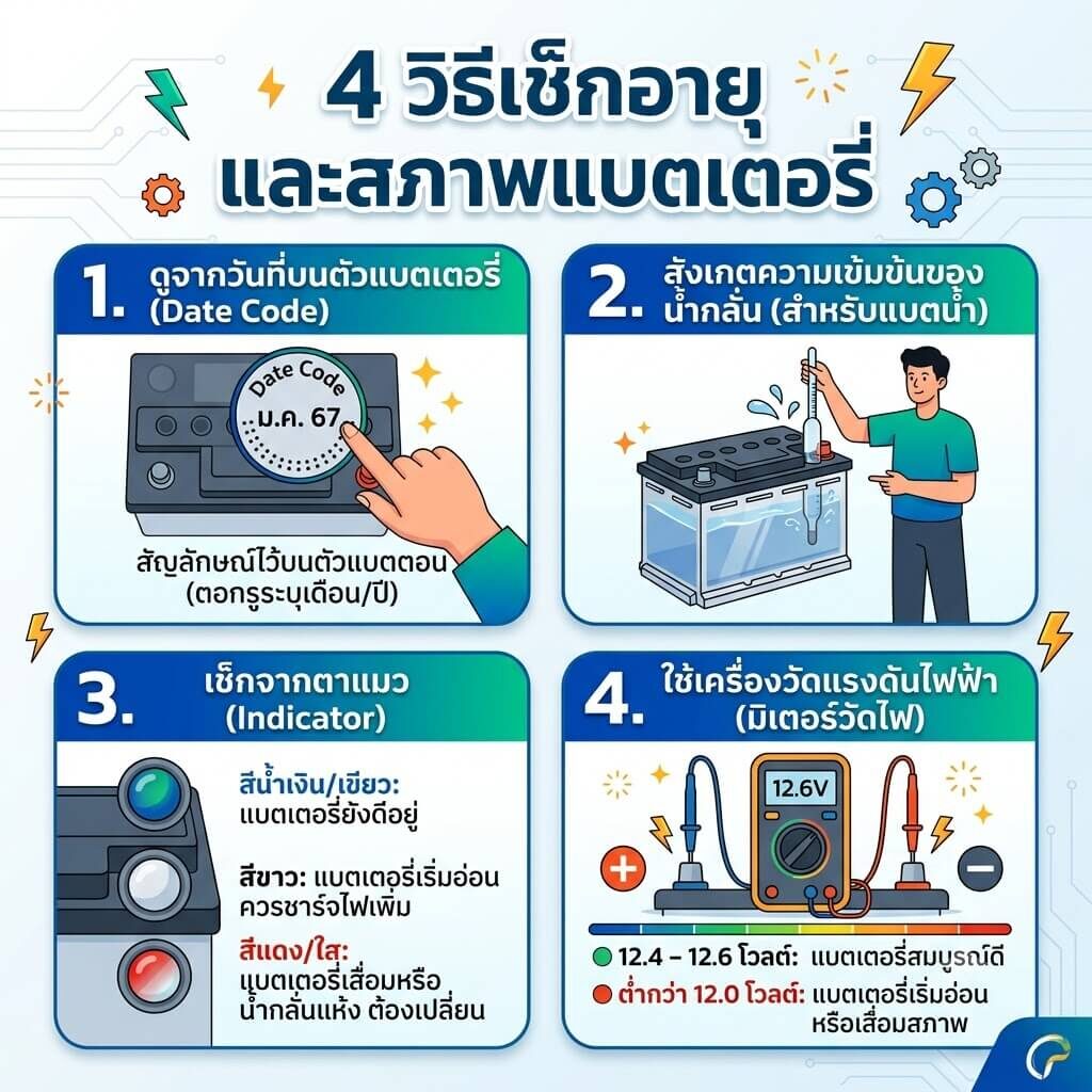 วิธีเช็คแบตเตอรี่-1024x1024 เช็กด่วน! แบตรถยนต์ของคุณยัง "ไหว" หรือใกล้ "ขิต"?
